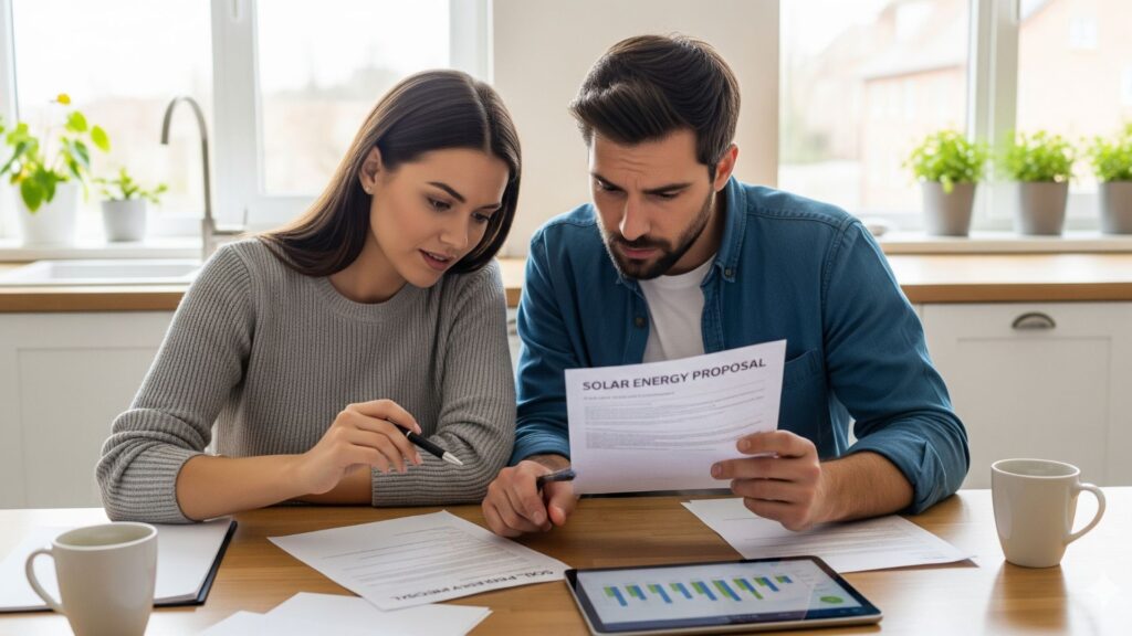 couple reviewing a solar quote