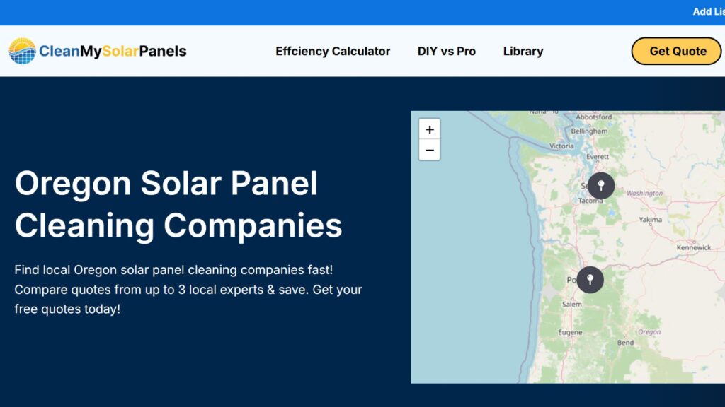oregon solar panel cleaning companies map directory