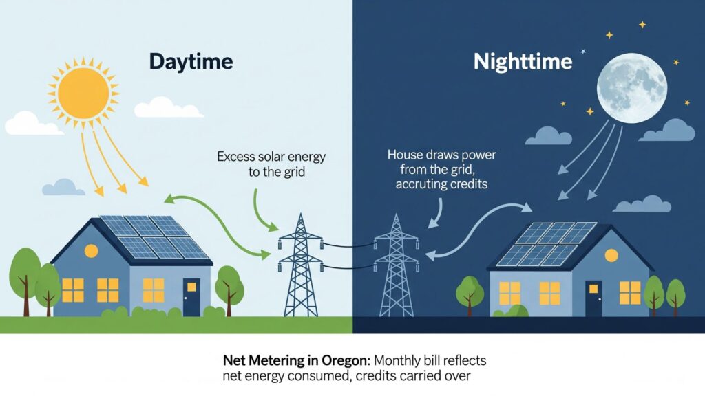 daytime and nighttime nem solar power infographic